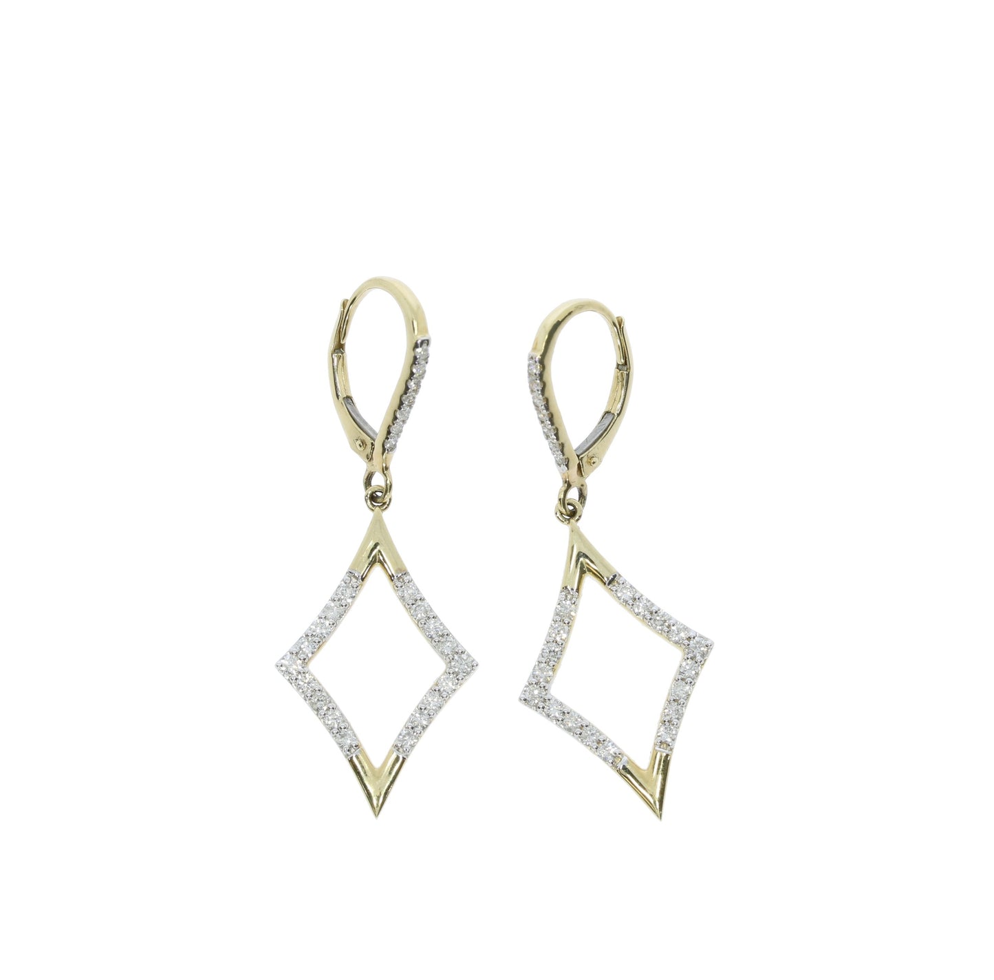 Yellow Gold Diamond Dangle Earrings - Diamond Earrings
