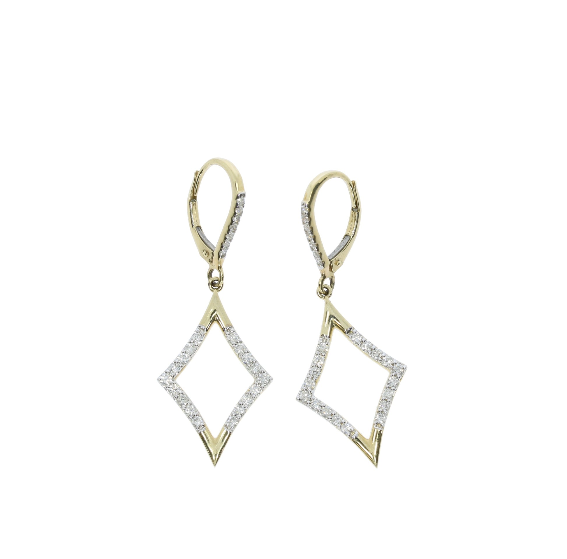 Yellow Gold Diamond Dangle Earrings - Diamond Earrings
