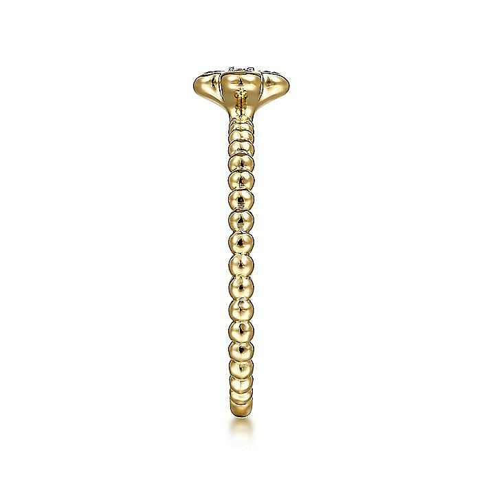 Gabriel & Co. Yellow Gold Diamond Cluster Clover and Bujukan Bead Ring