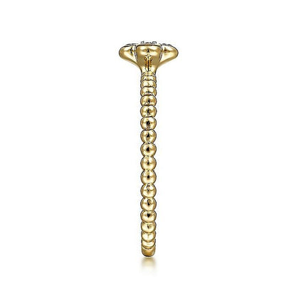 Gabriel & Co. Yellow Gold Diamond Cluster Clover and Bujukan Bead Ring
