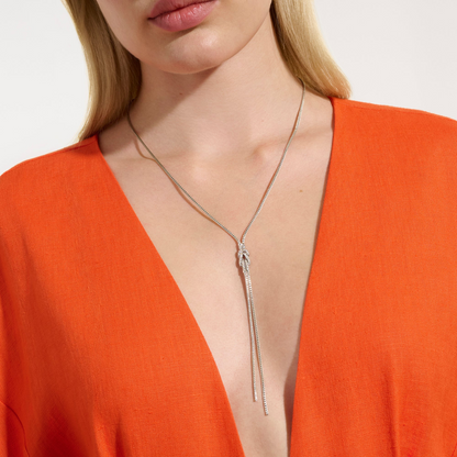 John Hardy Sterling Silver Diamond Love Knot Y Necklace