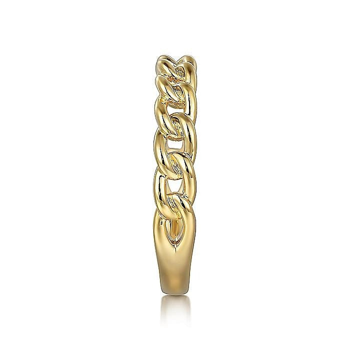 Gabriel & Co. Yellow Gold Plain Cuban Link Stackable Ring
