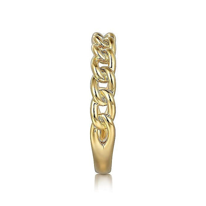 Gabriel & Co. Yellow Gold Plain Cuban Link Stackable Ring