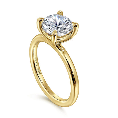 Gabriel & Co. 14 Karat Yellow Gold Classic Round Semi-Mount Solitaire Engagement Ring - Diamond Semi-Mount Rings