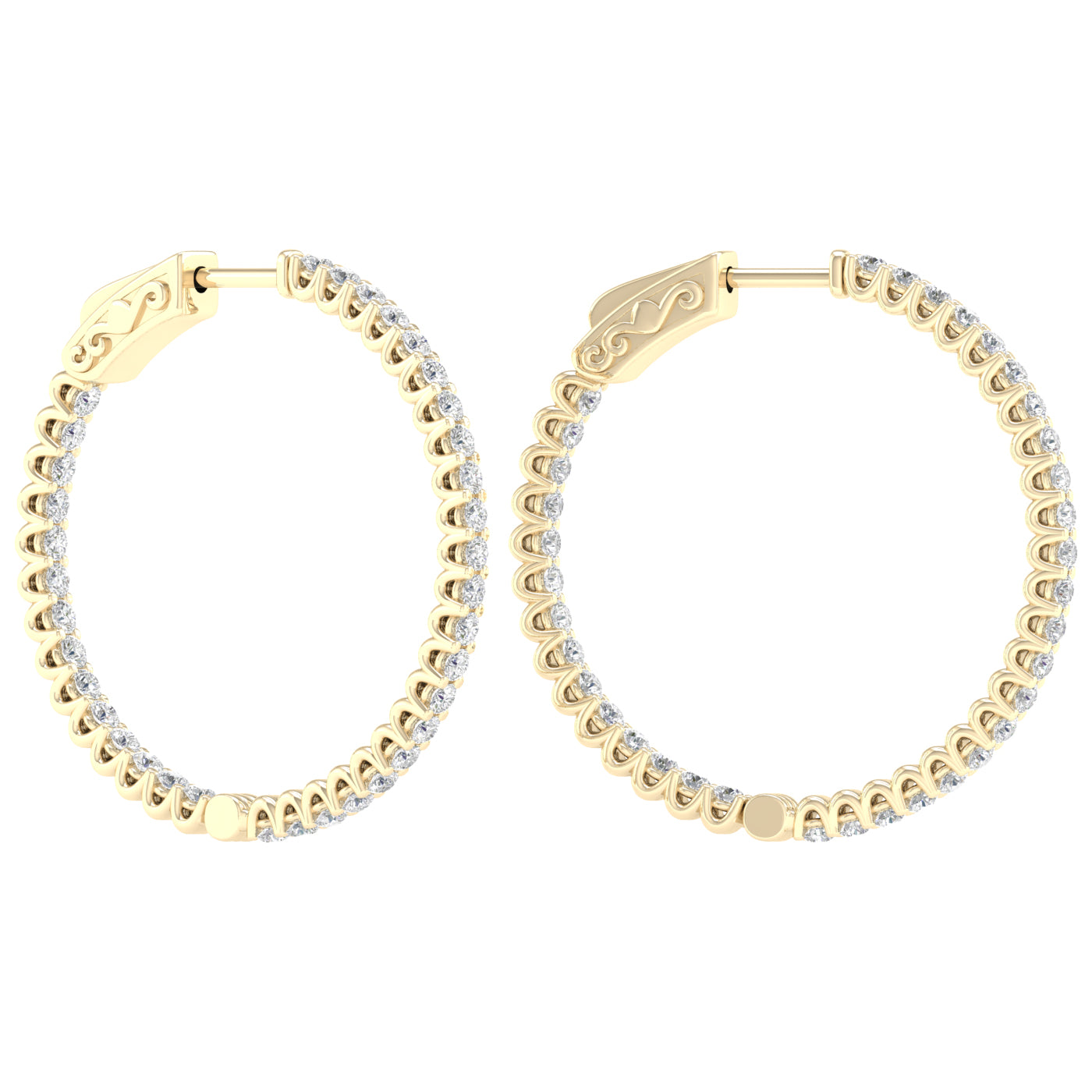 Yellow Gold Laboratory Grown Diamond Hoop Earrings - Diamond Earrings