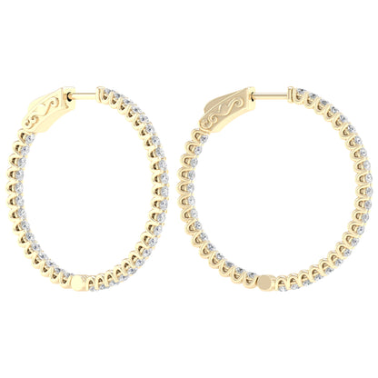 Yellow Gold Laboratory Grown Diamond Hoop Earrings - Diamond Earrings