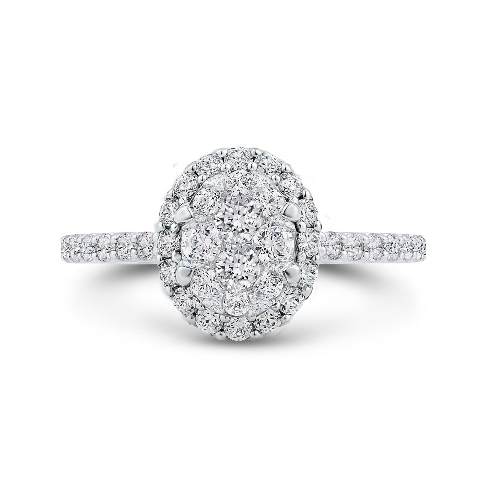 Luminous White Gold Oval Halo Engagement Ring