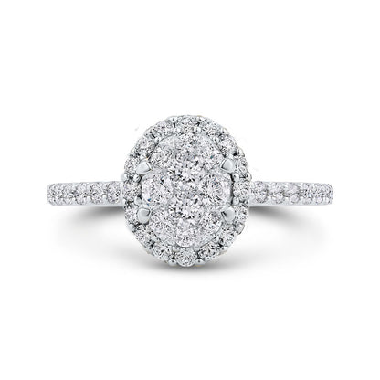Luminous White Gold Oval Halo Engagement Ring