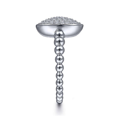 Gabriel & Co Sterling Silver White Sapphire Pavé Oval Ring