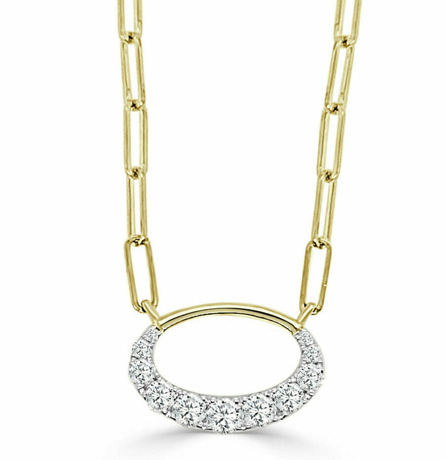 Frederic Sage Yellow Gold Small Oval "Clip" Necklace