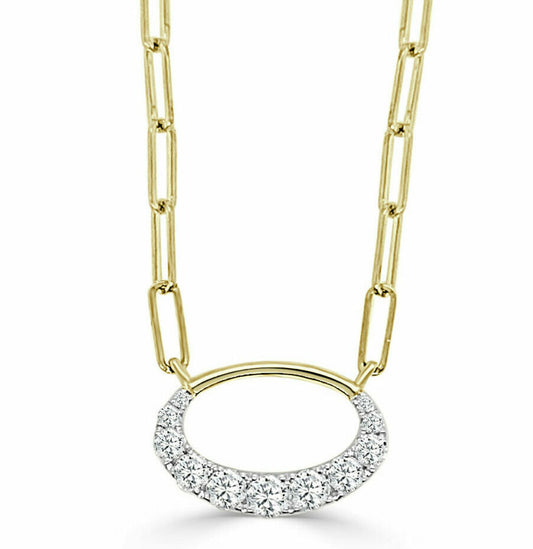 Frederic Sage Yellow Gold Small Oval "Clip" Necklace