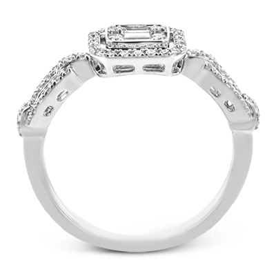 Simon G. White Gold Emerald Shaped Diamond Fashion Ring - Diamond Fashion Rings - Women's