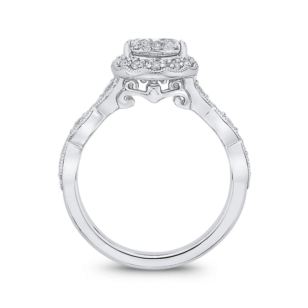 Luminous White Gold Oval Halo Engagement Ring