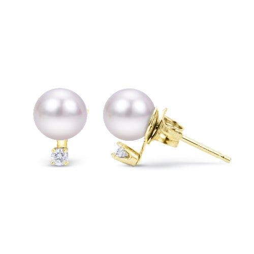 Imperial Pearl 6mm Akoya Pearl Studs With Diamond Accents