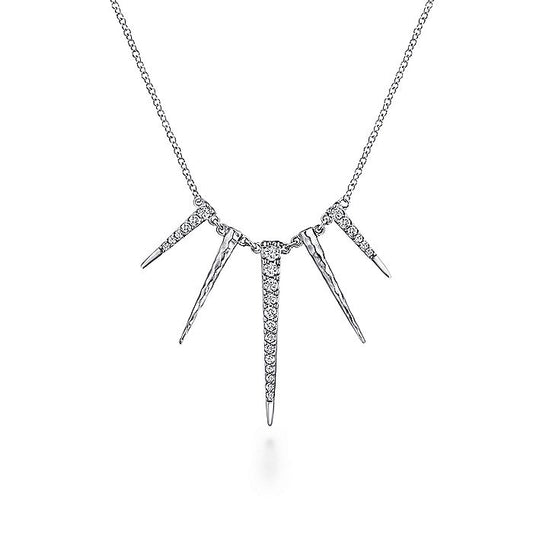 Gabriel & Co Sterling Silver White Sapphire Multi Spike Necklace - Silver Necklace