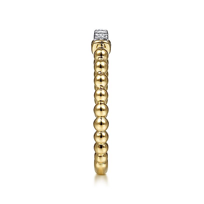 Gabriel & Co. 14 Karat Yellow And White Gold Bujukan Beaded Band