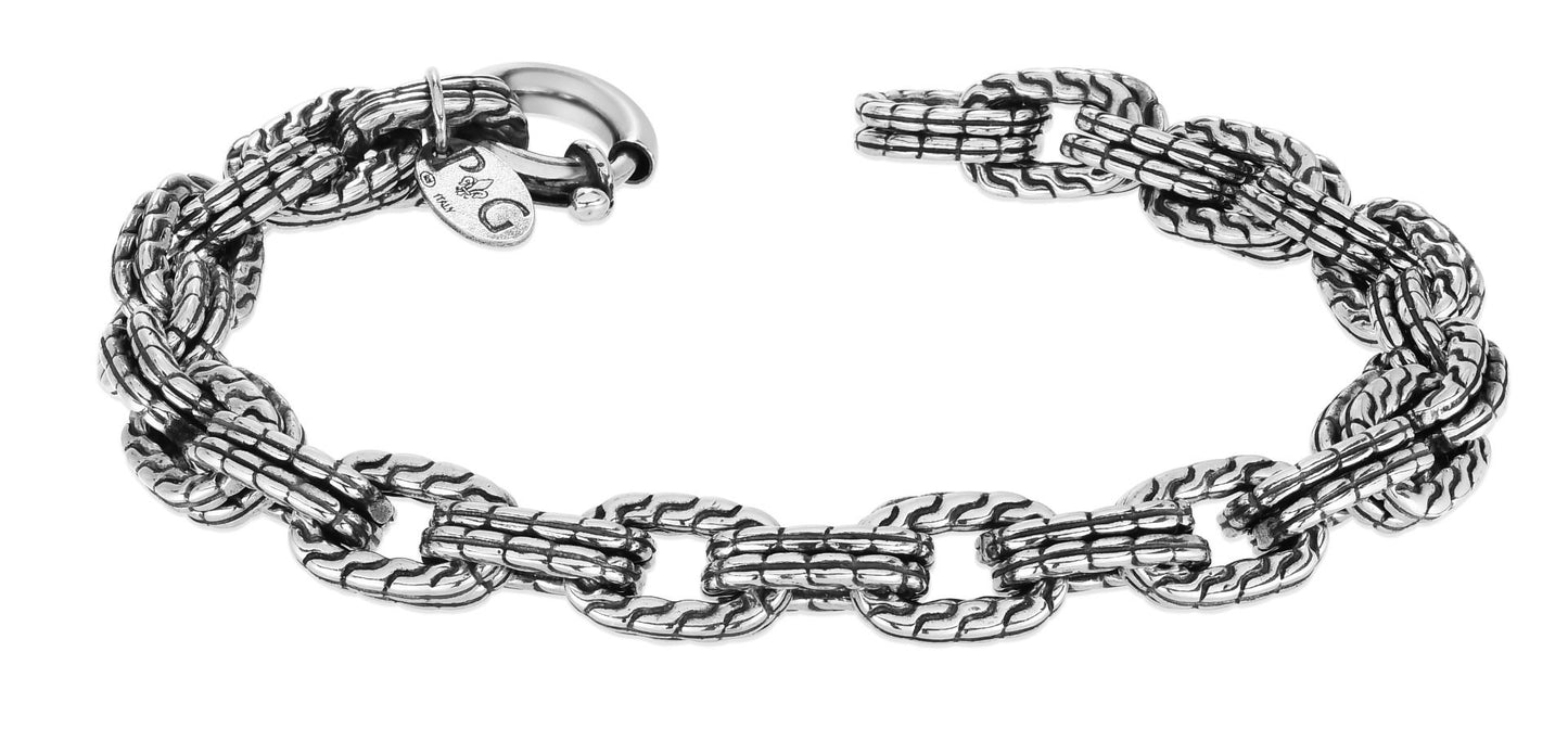 Phillip Gavriel Silver Double Woven Link Bracelet - Gents Bracelet
