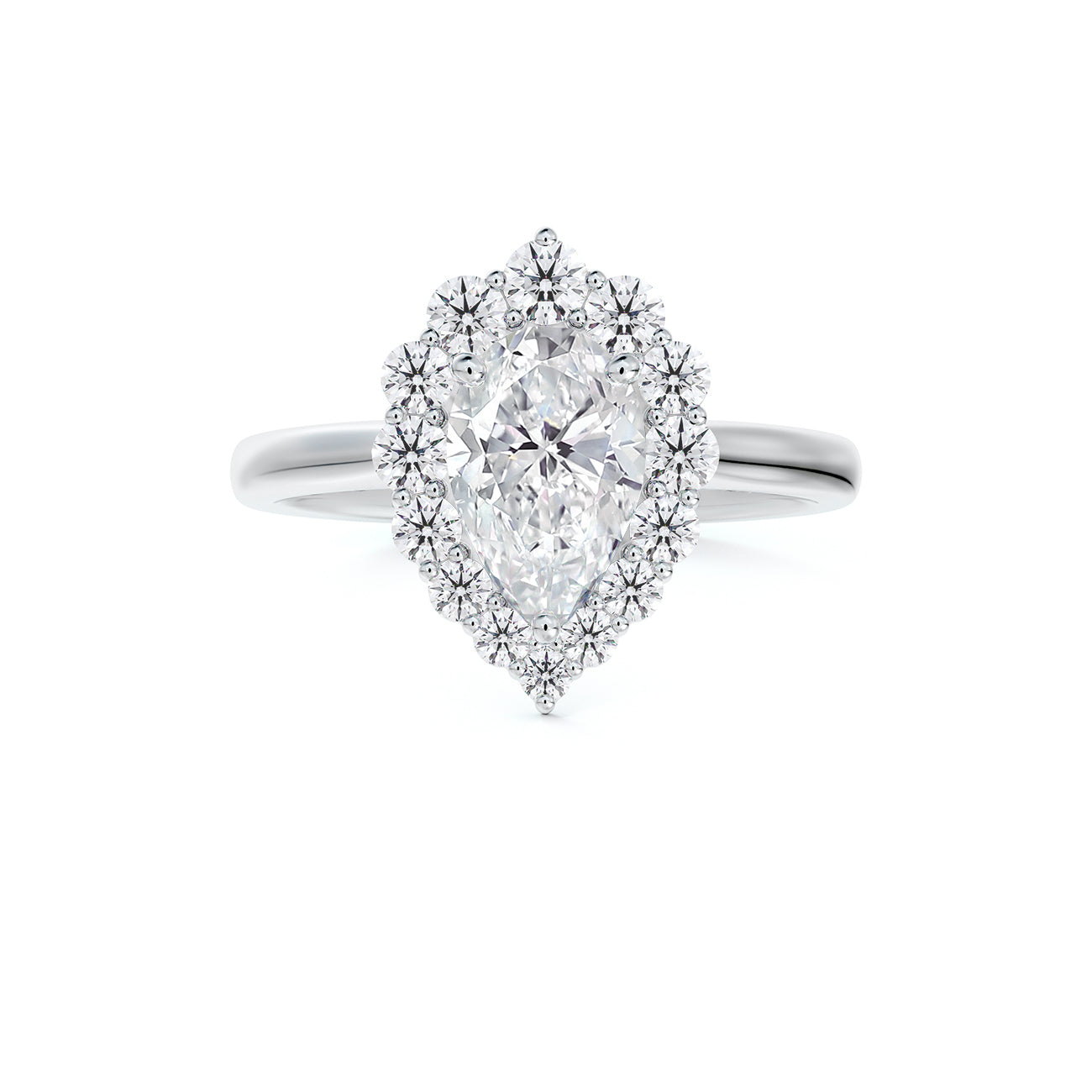 Forevermark Platinum Pear Halo Diamond Engagement Ring - Diamond Engagement Rings