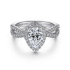 Gabriel & Co. 14 Karat White Gold Pear Shape Halo Semi-Mount Engagement Ring