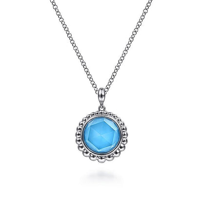 Gabriel & Co Sterling Silver Rock crystal and Turquoise Pendant Necklace - Colored Stone Pendants