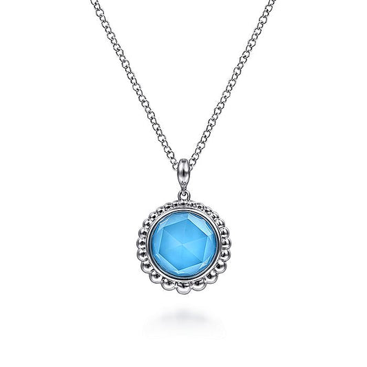 Gabriel & Co Sterling Silver Rock crystal and Turquoise Pendant Necklace