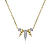 Gabriel & Co Yellow And White Gold Diamond Pave Spike Fan Necklace