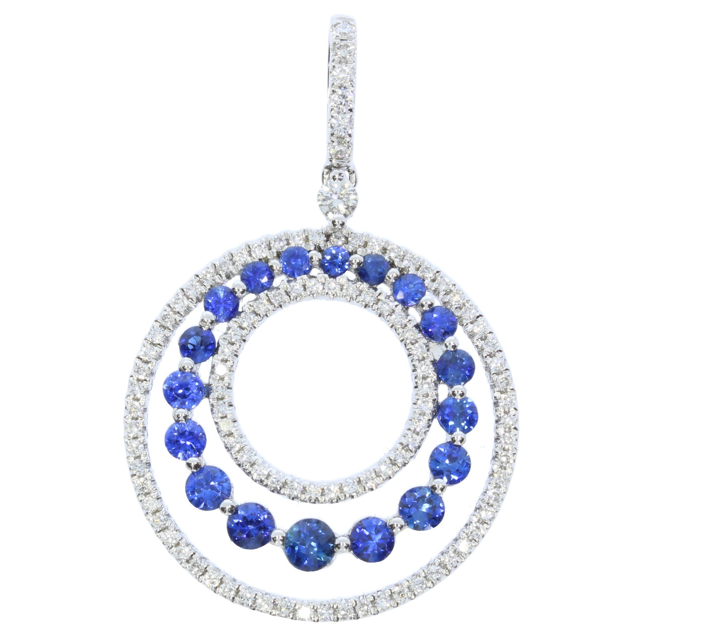 White Gold Sapphire and Diamond Circle Pendant