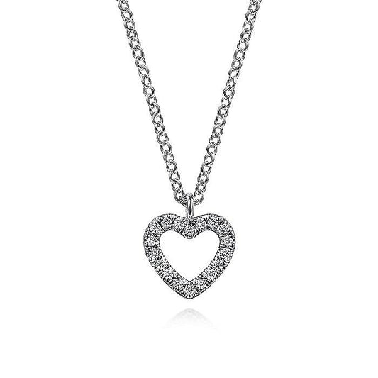 Gabriel & Co. White Gold Diamond Heart Pendant