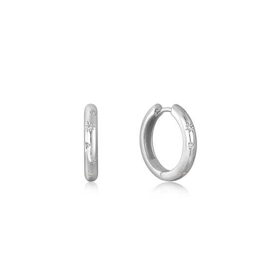 Ania Haie Silver Scattered Stars Hoop Earrings - Silver Earrings