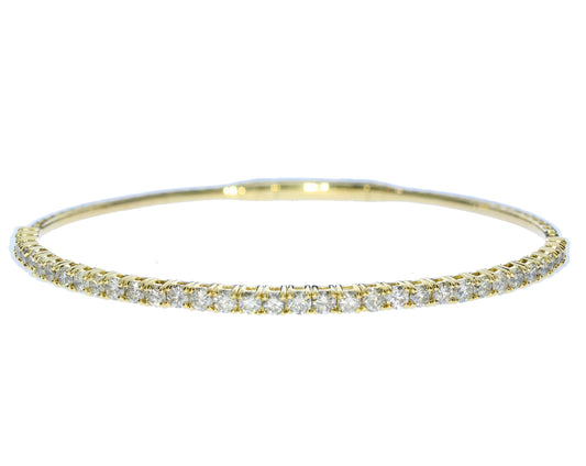 Yellow Gold Flexible Diamond Bangle Bracelet