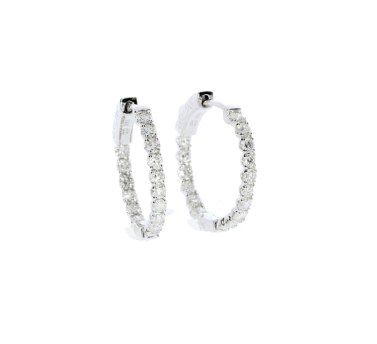 Ladies White Gold 1.50 Carat Total Weight Diamond Hoop Earrings