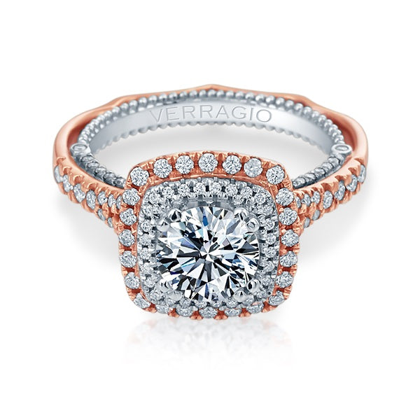 Verragio Venetian Collection Rose & White Gold Double Halo Semi-Mount Engagement Ring