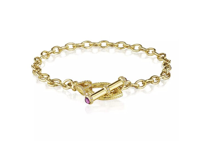 Verragio Yellow Gold Beaded Toggle Diamond Bracelet - Diamond Bracelets