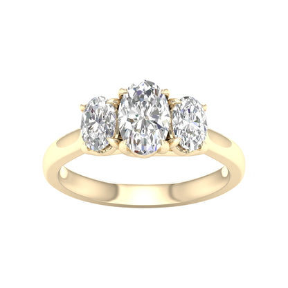 Yellow Gold Three Stone Oval Laboratory Grown Diamond Engagement Ring