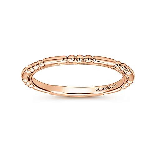 Gabriel & Co Rose Gold Ball and Bar Station Band - Gold Fashion Rings - Women's