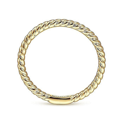 Gabriel & Co. Yellow Gold Twisted Rope Stackable Ring - Gold Wedding Bands - Women's