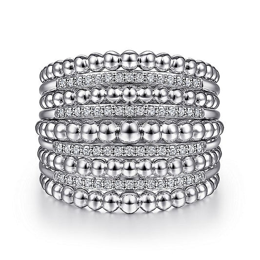 Gabriel & Co Sterling Silver White Sapphire Bujukan Ring