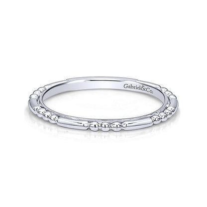 Gabriel & Co White Gold Ball and Bar Station Band - Gold Wedding Bands - Women's