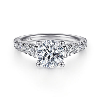 Gabriel & Co. White Gold Round Hidden Halo Semi-Mount Engagement Ring