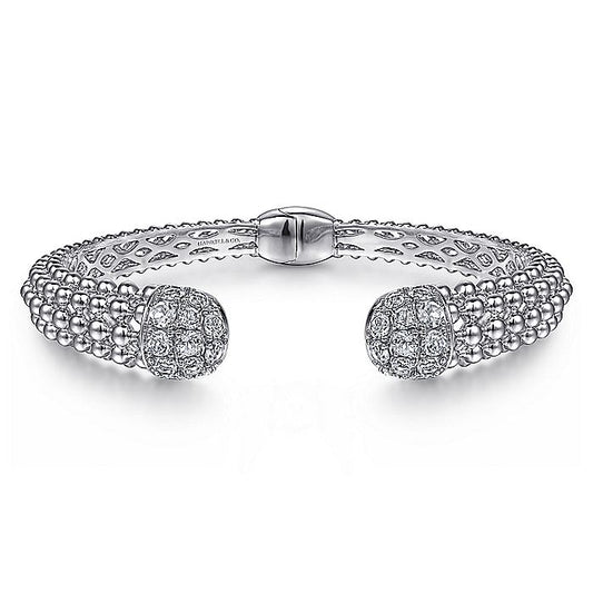 Gabriel & Co Sterling Silver White Sapphire Bujukan Bangle