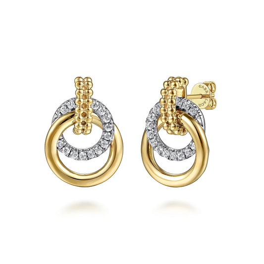 Gabriel & Co. Yellow and White Gold Diamond Earrings