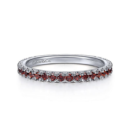 Gabriel & Co White Gold Garnet Stacklable Ring