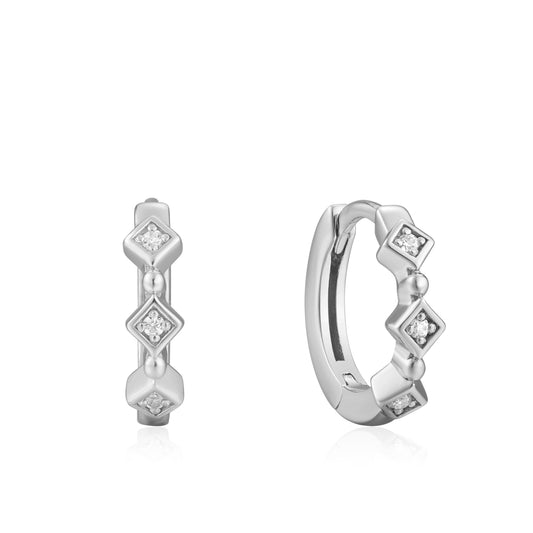 Ania Haie Sparkle Huggie Hoops - Silver Earrings