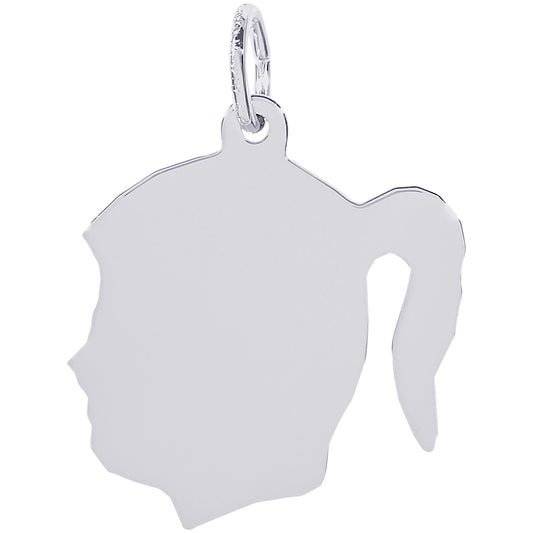 Rembrandt Sterling Silver Flat Girl's Head Charm - Silver Charms