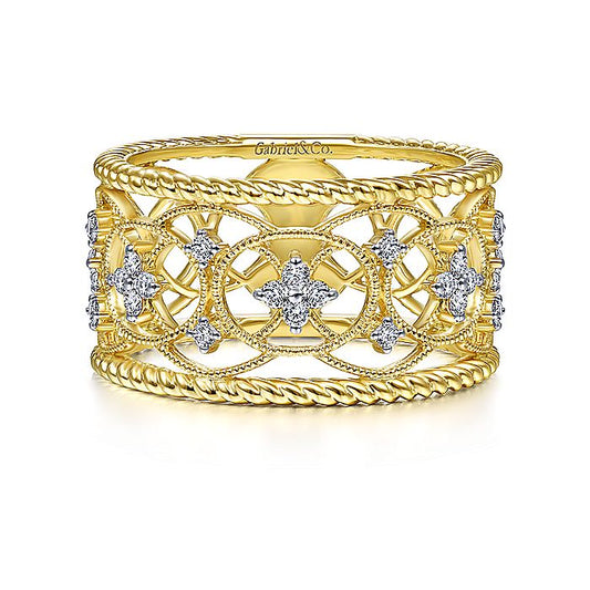 Gabriel & Co. Yellow Gold Diamond Fashion Band - Diamond Fashion Rings - Women's