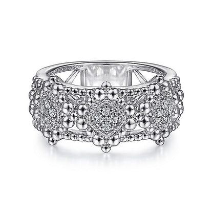 Gabriel & Co Sterling Silver White Sapphire Bujukan Ring