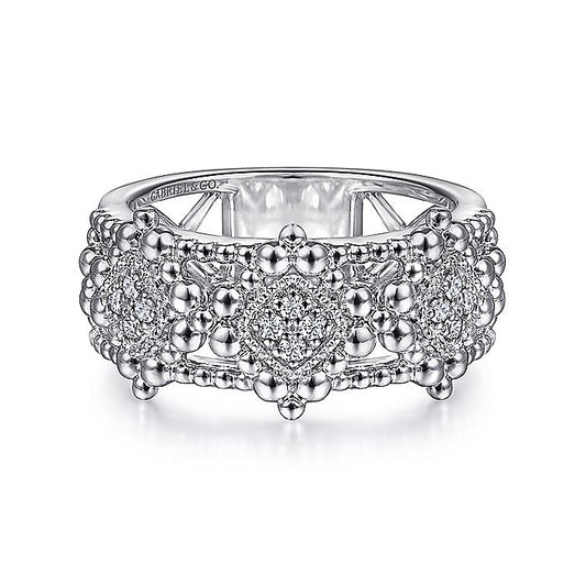 Gabriel & Co Sterling Silver White Sapphire Bujukan Ring