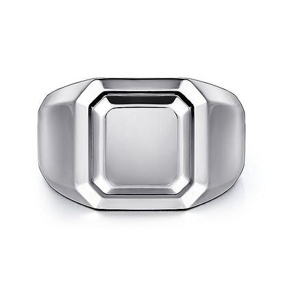 Gabriel & Co. Sterling Silver Wide Faceted Signet Ring