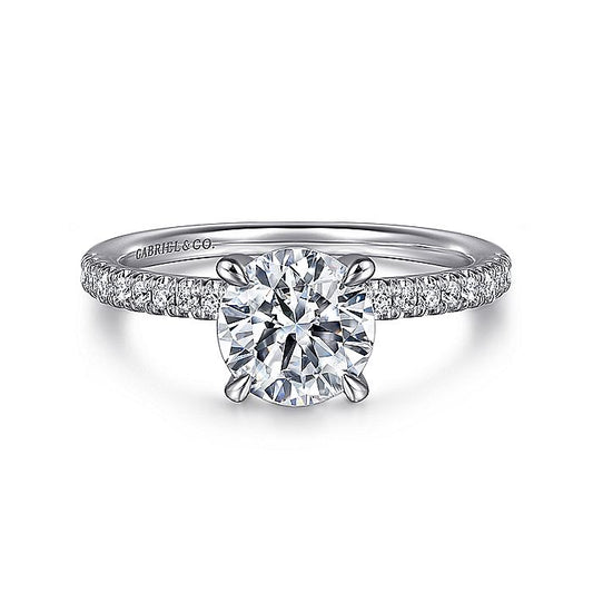 Gabriel & Co. White Gold Round Straight Diamond Hidden Halo Semi-Mount Engagement Ring