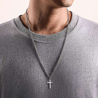 Gabriel & Co Sterling Silver Cross Pendant with Beveled Trim - Gents Pendant